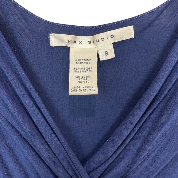 Women's Max Studio Navy V-Neck Long Sleeve Mini Dress w/ Front Twist - Small - Picture 3 of 7